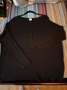 CAbi Black Henley Button-Front Top